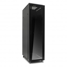 Netrack szafa serwerowa RACK 19" 42U/600x1000mm, ZŁOŻONA, drzwi szklane, czarna - 1
