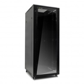 Netrack szafa serwerowa RACK 19" 42U/800x1000mm, ZŁOŻONA, drzwi szklane, czarna - 1