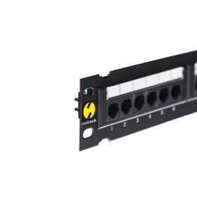 Patch panel naścienny RACK 10" 1U, 12 portów kat. 5e UTP, Netrack, ze wspornikiem, czarny - 1