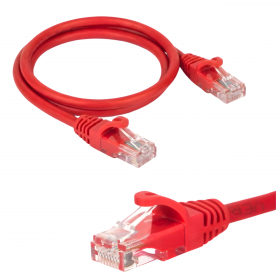 Patchcord RJ45, kat. 5e UTP, 0,25m, Netrack, czerwony - 1