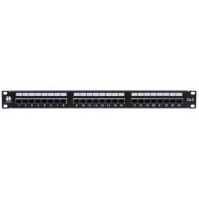 Patch panel RACK 19" 1U, 24 porty kat. 6 UTP, Netrack, z półką, czarny - 1