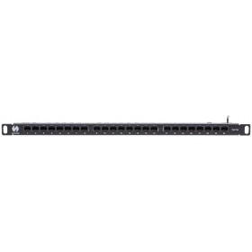 Patch panel RACK 19" 0,5U, 24 porty kat. 5e UTP, Netrack, z półką, czarny - 1