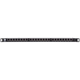 Patch panel RACK 19" 0,5U, 24 porty kat. 5e FTP, STP, Netrack, z półką, czarny - 1