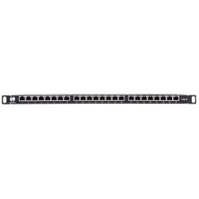 Patch panel RACK 19" 0,5U, 24 porty kat. 6 FTP, STP, Netrack, z półką, czarny - 1