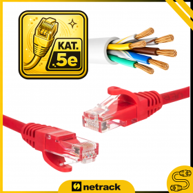 Patchcord RJ45, kat. 5e UTP, 0,5m, Netrack, czerwony - 3