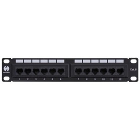 Patch panel RACK 10" 1U, 12 porty kat. 6 UTP, Netrack, czarny - 1