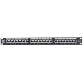 Patch panel RACK 19" 1U, 24 porty kat. 6A FTP, STP, Netrack, z półką, czarny - 1