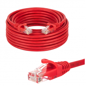 Patchcord RJ45, kat. 5e UTP, 15m, Netrack, czerwony - 1