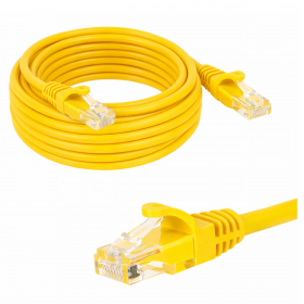 Patchcord RJ45, kat. 5e UTP, 15m, Netrack, żółty - 1