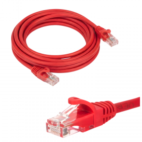 Patchcord RJ45, kat. 5e UTP, 5m, Netrack, czerwony - 1