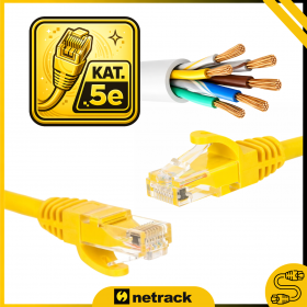 Patchcord RJ45, kat. 5e UTP, 5m, Netrack, żółty - 4