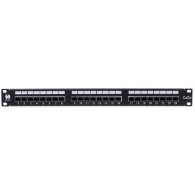 Patch panel RACK 19" 1U, 24 porty kat. 5e UTP, Netrack, z półką, czarny - 1