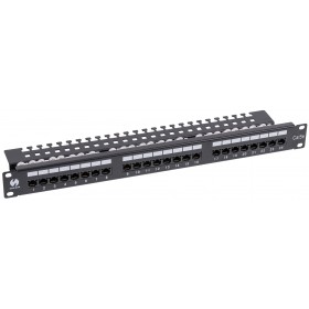 Patch panel RACK 19" 1U, 24 porty kat. 5e UTP, Netrack, z półką, czarny - 2