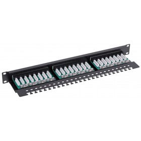 Patch panel RACK 19" 1U, 24 porty kat. 5e UTP, Netrack, z półką, czarny - 3