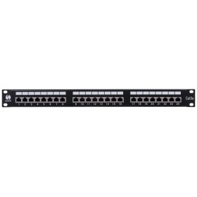 Patch panel RACK 19" 1U, 24 porty kat. 5e FTP, STP, Netrack, z półką, czarny - 1