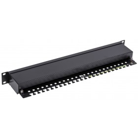 Patch panel RACK 19" 1U, 24 porty kat. 5e FTP, STP, Netrack, z półką, czarny - 3