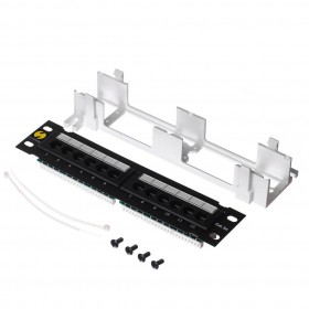 Patch panel naścienny RACK 10" 1U, 12 portów kat. 5e UTP, Netrack, ze wspornikiem, czarny - 1