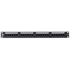 Patch panel RACK 19" 1U, 24 porty kat. 6 UTP, Netrack, z półką, czarny - 1