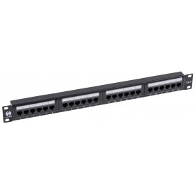 Patch panel RACK 19" 1U, 24 porty kat. 6 UTP, Netrack, z półką, czarny - 3