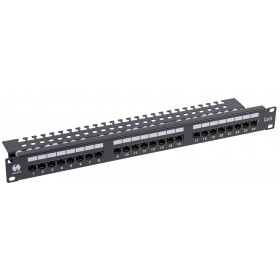 Patch panel RACK 19" 1U, 24 porty kat. 6 UTP, Netrack, z półką, czarny - 2