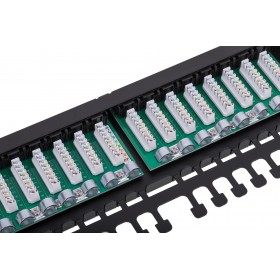 Patch panel RACK 19" 0,5U, 24 porty kat. 5e UTP, Netrack, z półką, czarny - 4