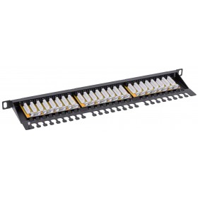 Patch panel RACK 19" 0,5U, 24 porty kat. 6 UTP, Netrack, z półką, czarny - 3