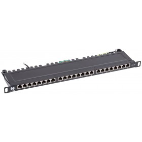 Patch panel RACK 19" 0,5U, 24 porty kat. 5e FTP, STP, Netrack, z półką, czarny - 2