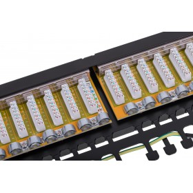 Patch panel RACK 19" 0,5U, 24 porty kat. 5e FTP, STP, Netrack, z półką, czarny - 5