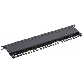 Patch panel RACK 19" 0,5U, 24 porty kat. 6 FTP, STP, Netrack, z półką, czarny - 3