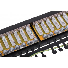 Patch panel RACK 19" 0,5U, 24 porty kat. 6 FTP, STP, Netrack, z półką, czarny - 5