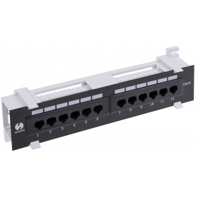 Patch panel naścienny RACK 10" 1U, 12 porty kat. 6 UTP, Netrack, ze wspornikiem, czarny - 3
