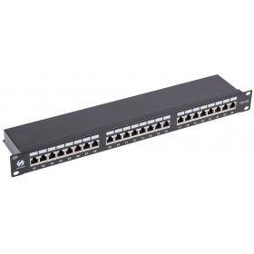 Patch panel RACK 19" 1U, 24 porty kat. 6A FTP, STP, Netrack, z półką, czarny - 2