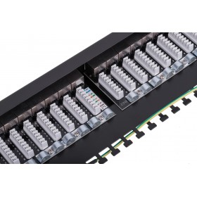 Patch panel RACK 19" 1U, 24 porty kat. 6A FTP, STP, Netrack, z półką, czarny - 5