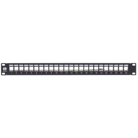 Patch panel keystone RACK 19" 1U, 24 porty, FTP, STP, Netrack, z półką, czarny - 1