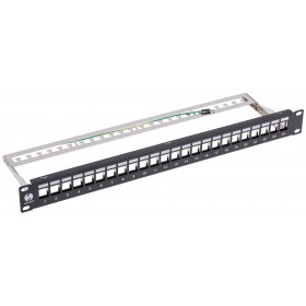 Patch panel keystone RACK 19" 1U, 24 porty, FTP, STP, Netrack, z półką, czarny - 2