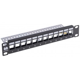 Patch panel keystone RACK 10" 1U, 12 porty, FTP, STP, Netrack, czarny - 2