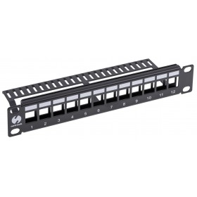Patch panel keystone RACK 10" 1U, 12-porty, UTP, Netrack, czarny - 2