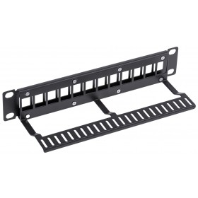 Patch panel keystone RACK 10" 1U, 12-porty, UTP, Netrack, czarny - 3