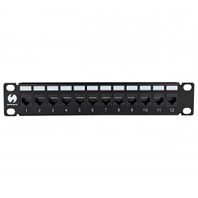 Patch panel keystone RACK 10" 12 porty, UTP, wyposażony 12xkeystone jack kat. 6 , Netrack, czarny - 2