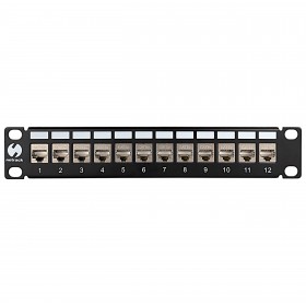 Patch panel keystone RACK 10" 12 porty, FTP, STP, wyposażony 12xkeystone jack kat. 5e, Netrack, czarny - 2