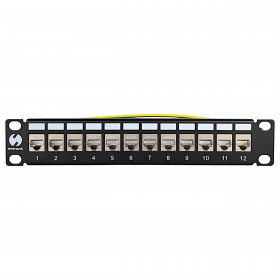 Patch panel keystone RACK 10" 12 porty, FTP, STP, wyposażony 12xkeystone jack kat. 6, Netrack, czarny - 2