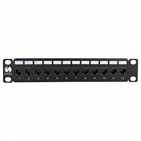 Patch panel keystone RACK 10" 12 porty, UTP, wyposażony 12xkeystone jack kat. 6A, Netrack, czarny - 2