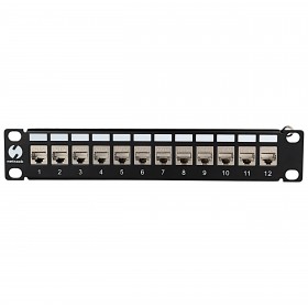 Patch panel keystone RACK 10" 12 porty, FTP, STP, wyposażony 12xkeystone jack kat. 6A, Netrack, czarny - 2