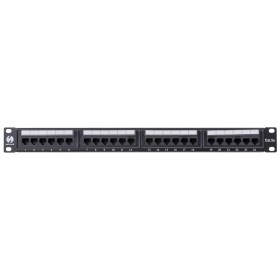 Patch panel RACK 19" 1U, 24 porty kat. 5e UTP, Netrack, czarny - 1