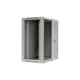 Szafa wisząca RACK 19" 15U, 450mm, Netrack F-Line, szara, drzwi szklane, otwierane boki - 2
