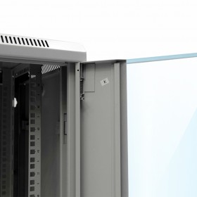 Szafa wisząca RACK 19" 15U, 450mm, Netrack F-Line, szara, drzwi szklane, otwierane boki - 4