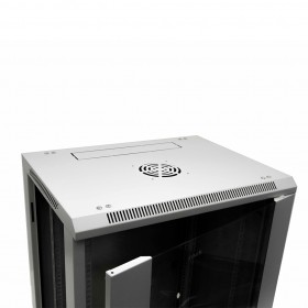 Szafa wisząca RACK 19" 15U, 450mm, Netrack F-Line, szara, drzwi szklane, otwierane boki - 5