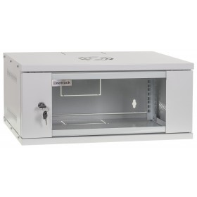 Wall-mounted RACK Cabinet, 19" 4U 542x400mm, Netrack ECO-Line, gray, glass door - 1