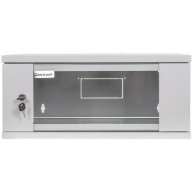Wall-mounted RACK Cabinet, 19" 4U 542x400mm, Netrack ECO-Line, gray, glass door - 3