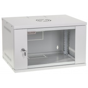 Szafa wisząca RACK 19" 6U, 400mm, Netrack ECO-Line, szara, drzwi przeszklone - 1